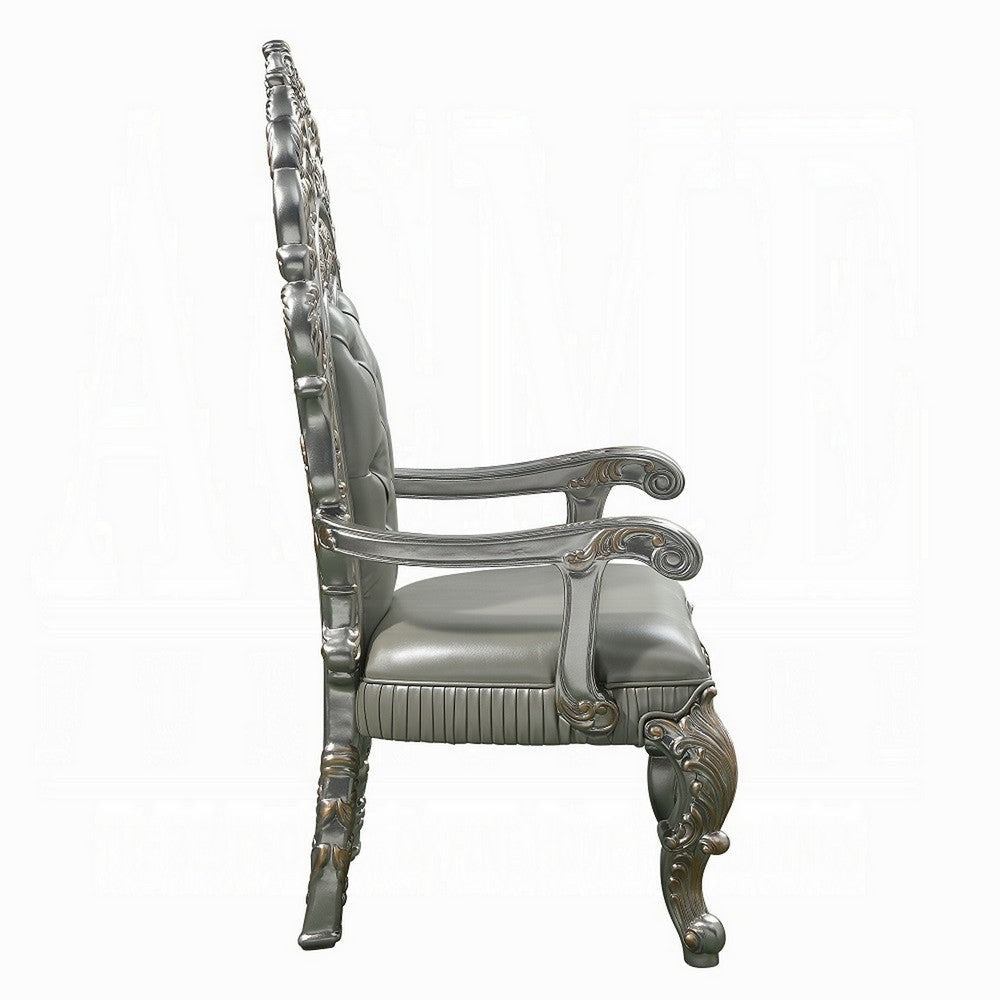 Dove Dining Armchair Set of 2 Beige Faux Leather Champagne Finish BM324328