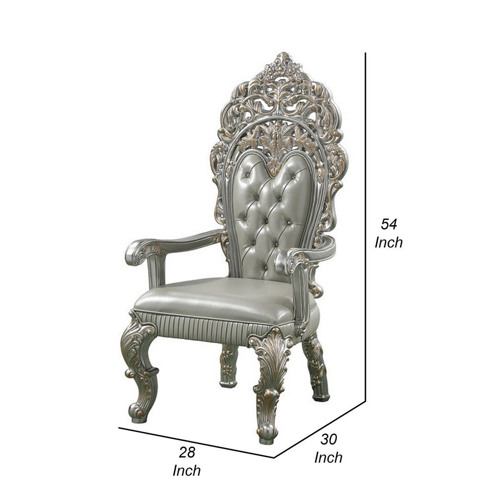 Dove Dining Armchair Set of 2 Beige Faux Leather Champagne Finish BM324328