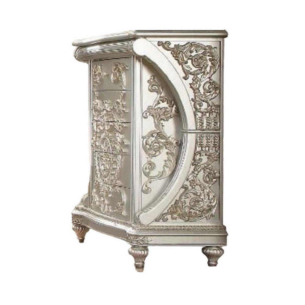 Dove Tall Dresser Chest 5 Drawers Classic Gold Champagne Finish BM324330