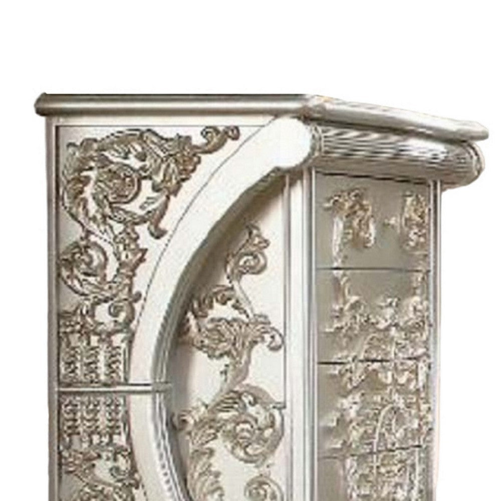 Dove Tall Dresser Chest 5 Drawers Classic Gold Champagne Finish BM324330