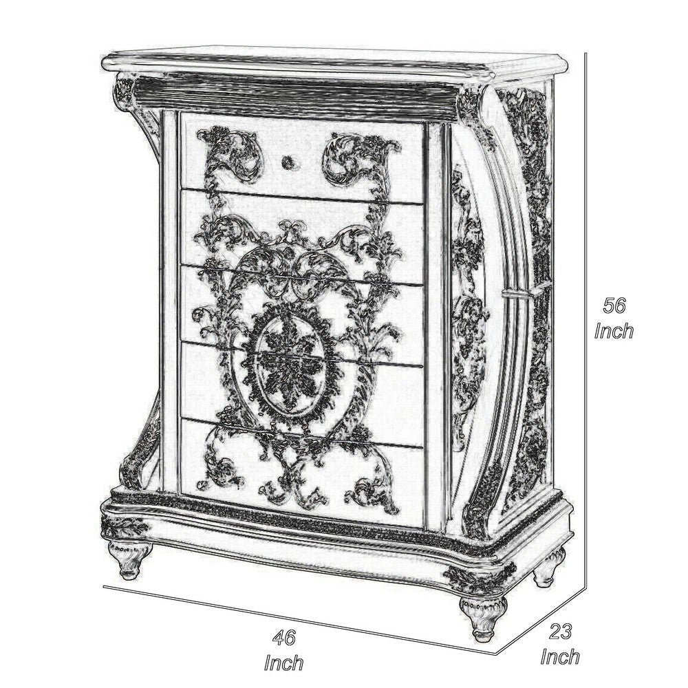 Dove Tall Dresser Chest 5 Drawers Classic Gold Champagne Finish BM324330