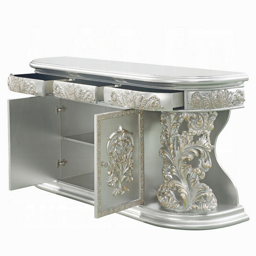Dove Dresser Classical Champagne Gold Finish 3 Drawers 1 Shelf 73’’ BM324331