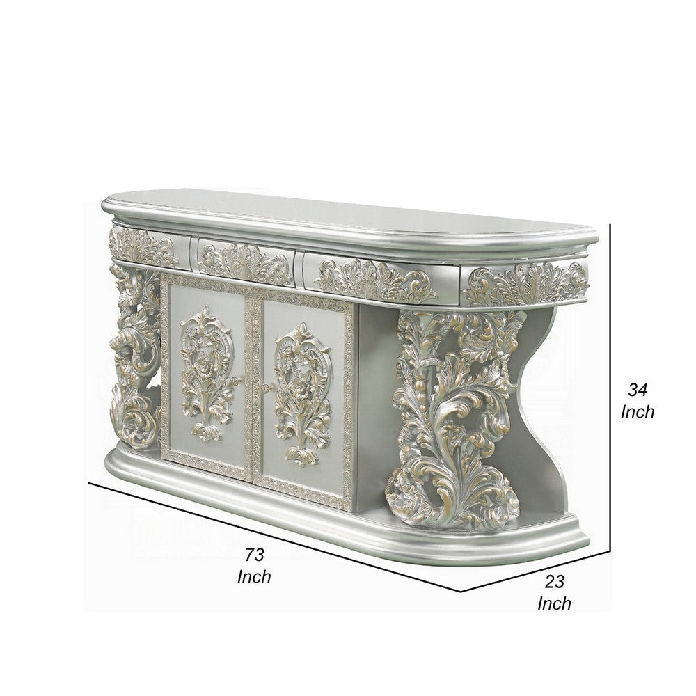 Dove Dresser Classical Champagne Gold Finish 3 Drawers 1 Shelf 73’’ BM324331