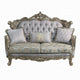 Royale Loveseat 3 Accent Pillows Gray Antique Bronze Wood 73’’ BM324333