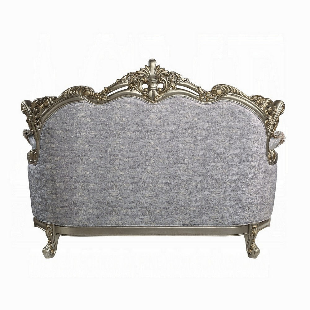 Royale Loveseat 3 Accent Pillows Gray Antique Bronze Wood 73’’ BM324333