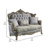 Royale Loveseat 3 Accent Pillows Gray Antique Bronze Wood 73’’ BM324333