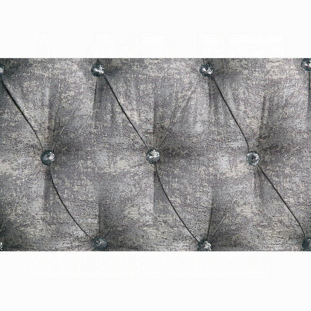 Royale Sofa 5 Accent Pillows Gray Fabric Antique Bronze Wood 91’’ BM324334