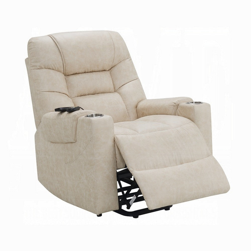Aira Power Recliner Lift Chair w Heating Massage Gray Faux Leather BM324335