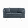 Kenny Loveseat 2 Pillows Cobalt Blue Chenille Gold Metal Legs 61’’ BM324337