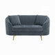 Kenny Loveseat 2 Pillows Cobalt Blue Chenille Gold Metal Legs 61’’ BM324337