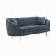 Kenny Sofa with 2 Pillows, Cobalt Blue Chenille, Gold Metal Legs, 77"