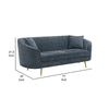 Kenny Sofa with 2 Pillows Cobalt Blue Chenille Gold Metal Legs 77’’ BM324338