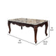 Aliya Coffee Table Rectangular 48’’ Marble Top Cherry Brown Wood BM324339