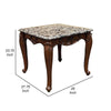 Aliya Side End Table Rectangular 28’’ Marble Top Cherry Brown Wood BM324340