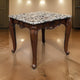 Aliya Side End Table, Rectangular 28" Marble Top, Cherry Brown Wood