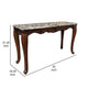 Aliya Sofa Table Rectangular 52’’ Marble Top Cherry Brown Wood BM324341