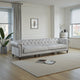 Ferry 122" Chesterfield Sofa, Off White Tufted Top Grain Leather