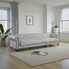 Ferry 122" Chesterfield Sofa, Off White Tufted Top Grain Leather