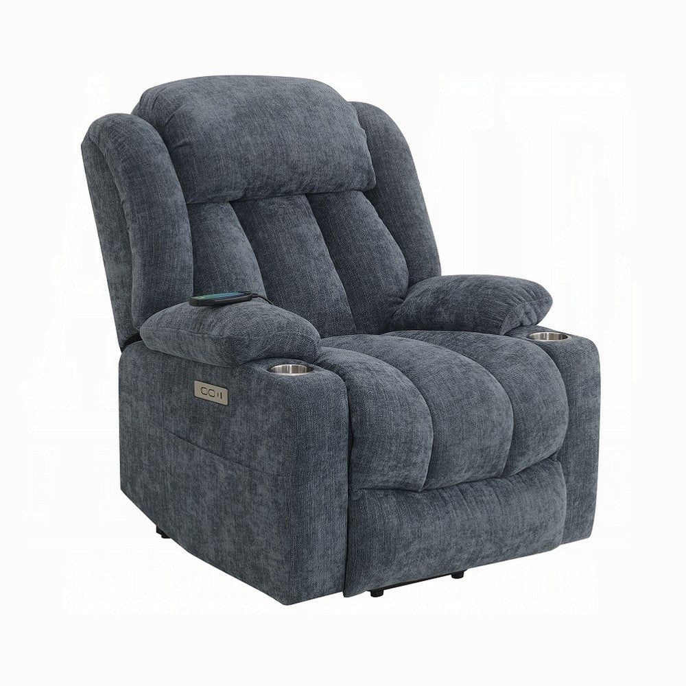 Mario Power Recliner Chair with Lift Heating Massage Blue Velvet BM324343