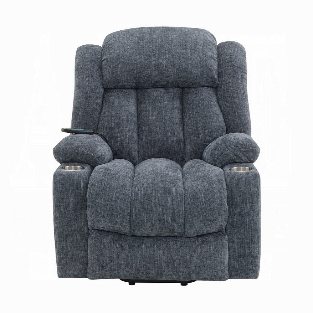 Mario Power Recliner Chair with Lift Heating Massage Blue Velvet BM324343