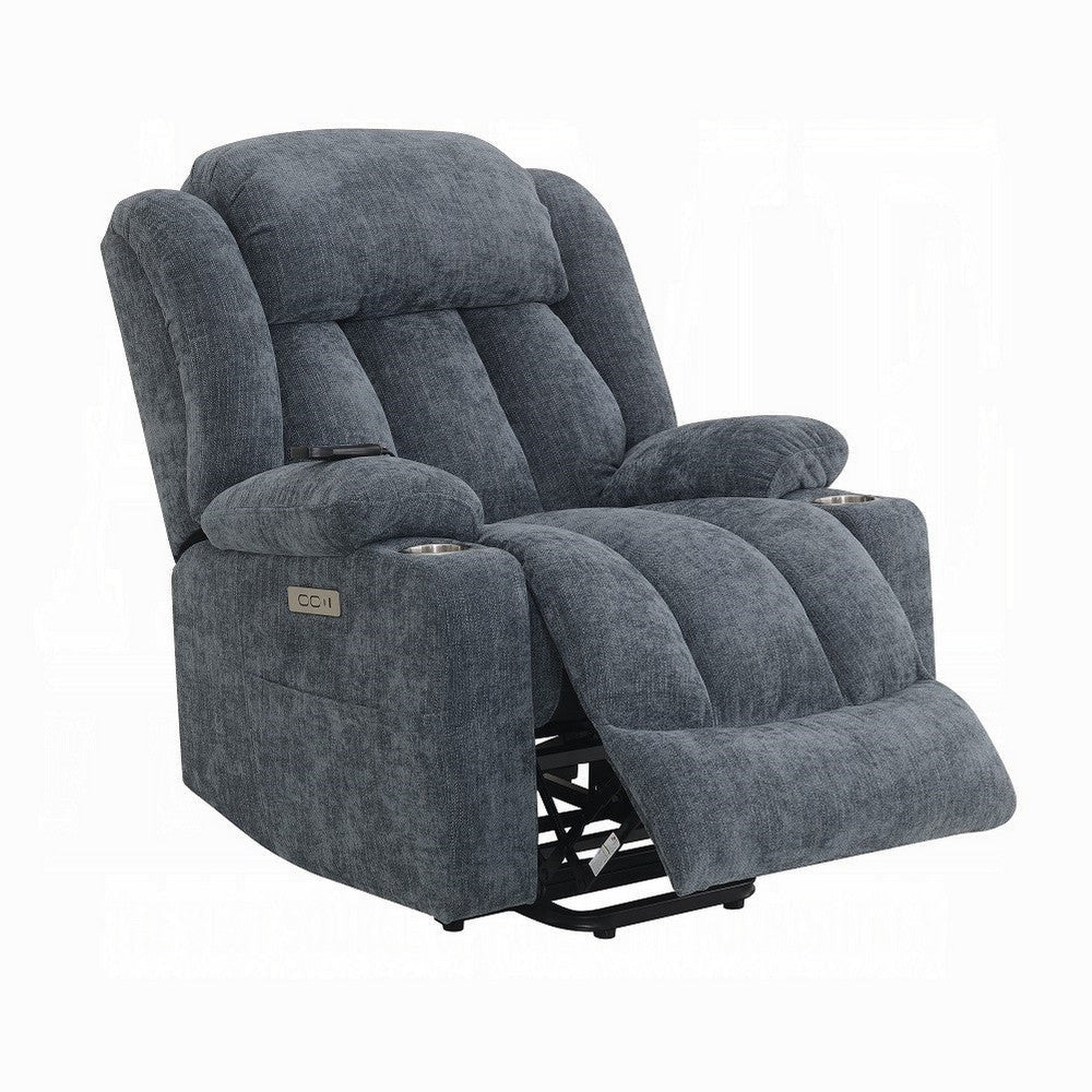Mario Power Recliner Chair with Lift Heating Massage Blue Velvet BM324343