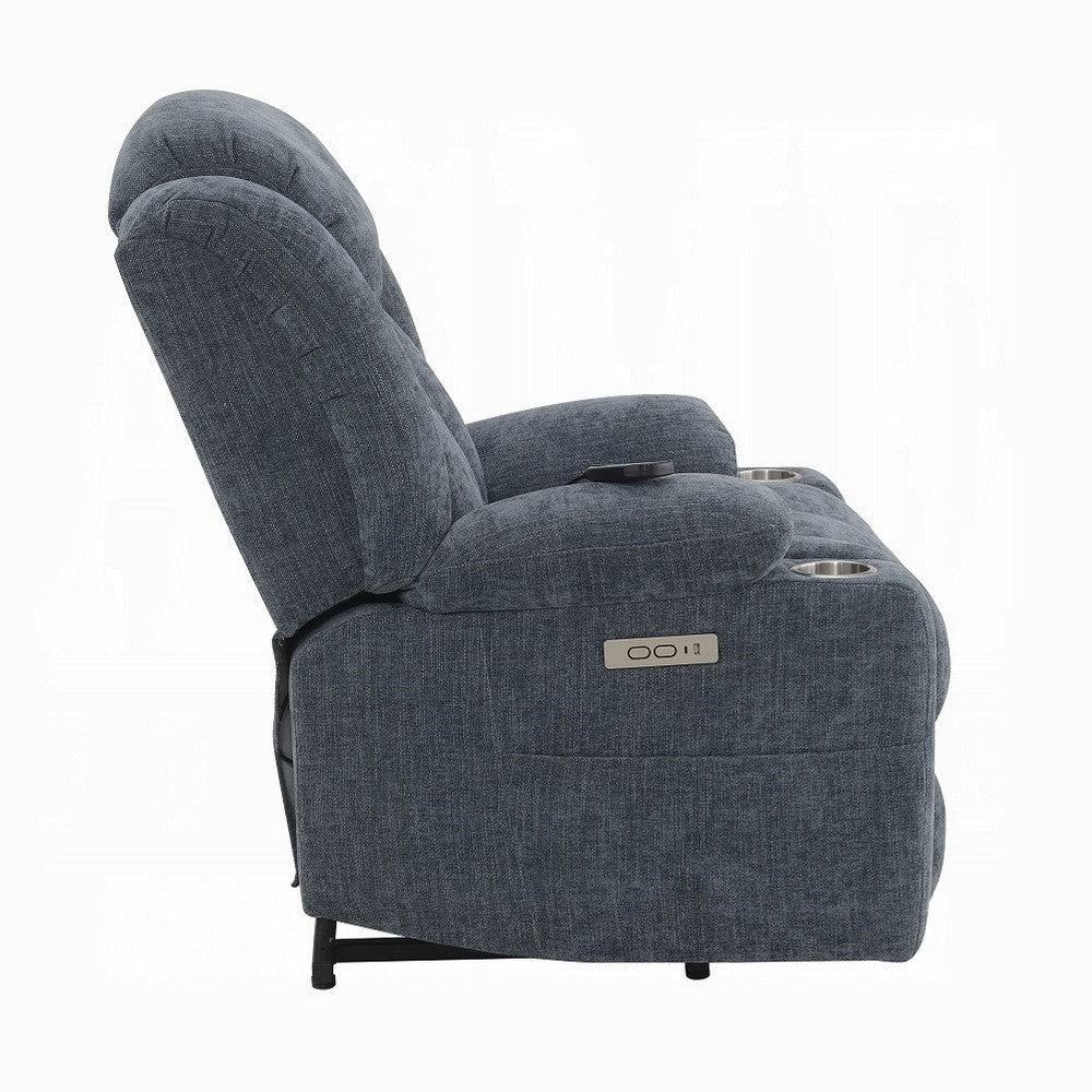 Mario Power Recliner Chair with Lift Heating Massage Blue Velvet BM324343