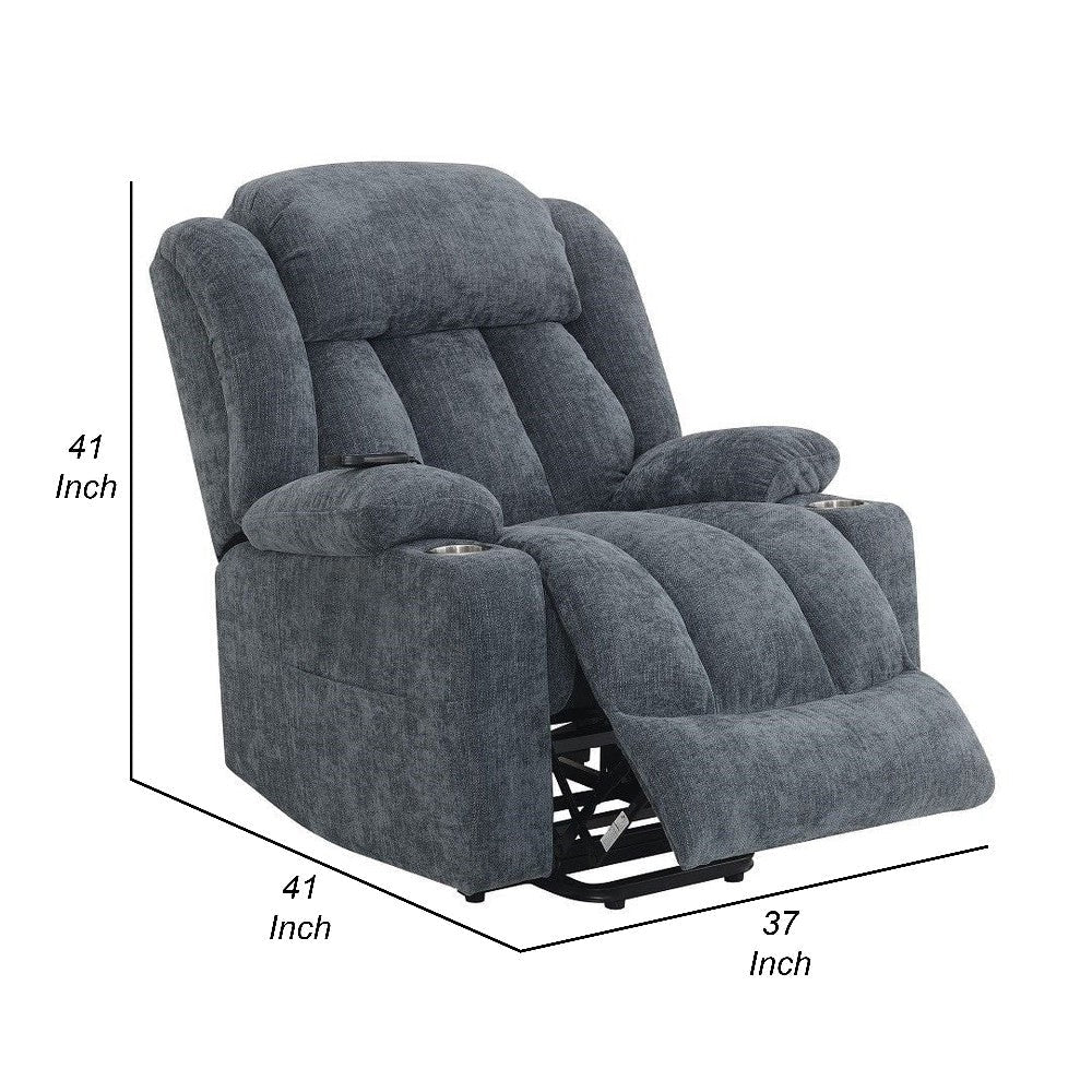 Mario Power Recliner Chair with Lift Heating Massage Blue Velvet BM324343