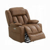 Mario Power Recliner Lift Chair w Heating Massage Brown Faux Leather BM324344