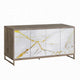 Avia Sideboard Console Cabinet, White Marble Look, 4 Doors, Brown 65"