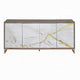 Avia Sideboard Console Cabinet White Marble Look 4 Doors Brown 65’’ BM324345