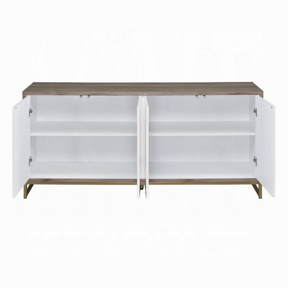Avia Sideboard Console Cabinet White Marble Look 4 Doors Brown 65’’ BM324345
