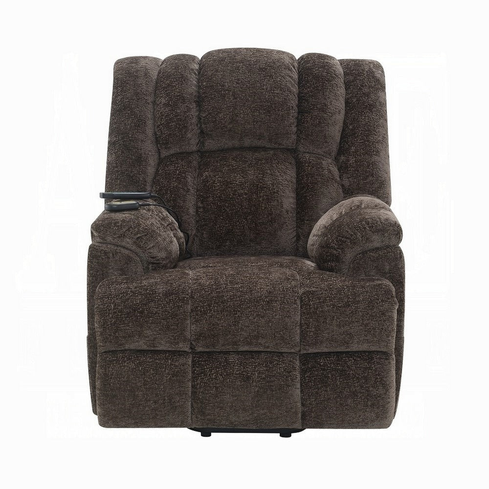 Cassy Power Recliner Chair with Lift Heating Massage Brown Velvet BM324346