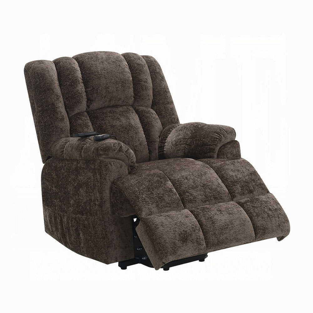 Cassy Power Recliner Chair with Lift Heating Massage Brown Velvet BM324346