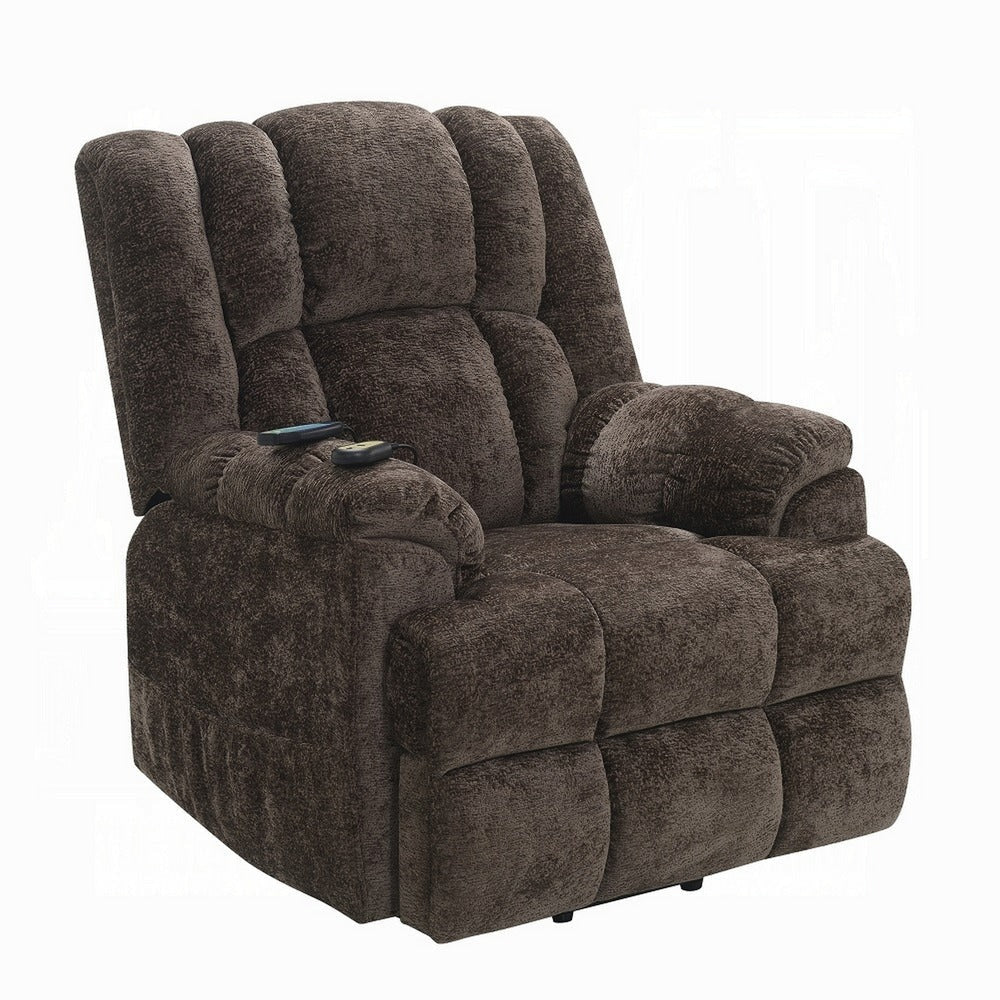 Cassy Power Recliner Chair with Lift Heating Massage Brown Velvet BM324346