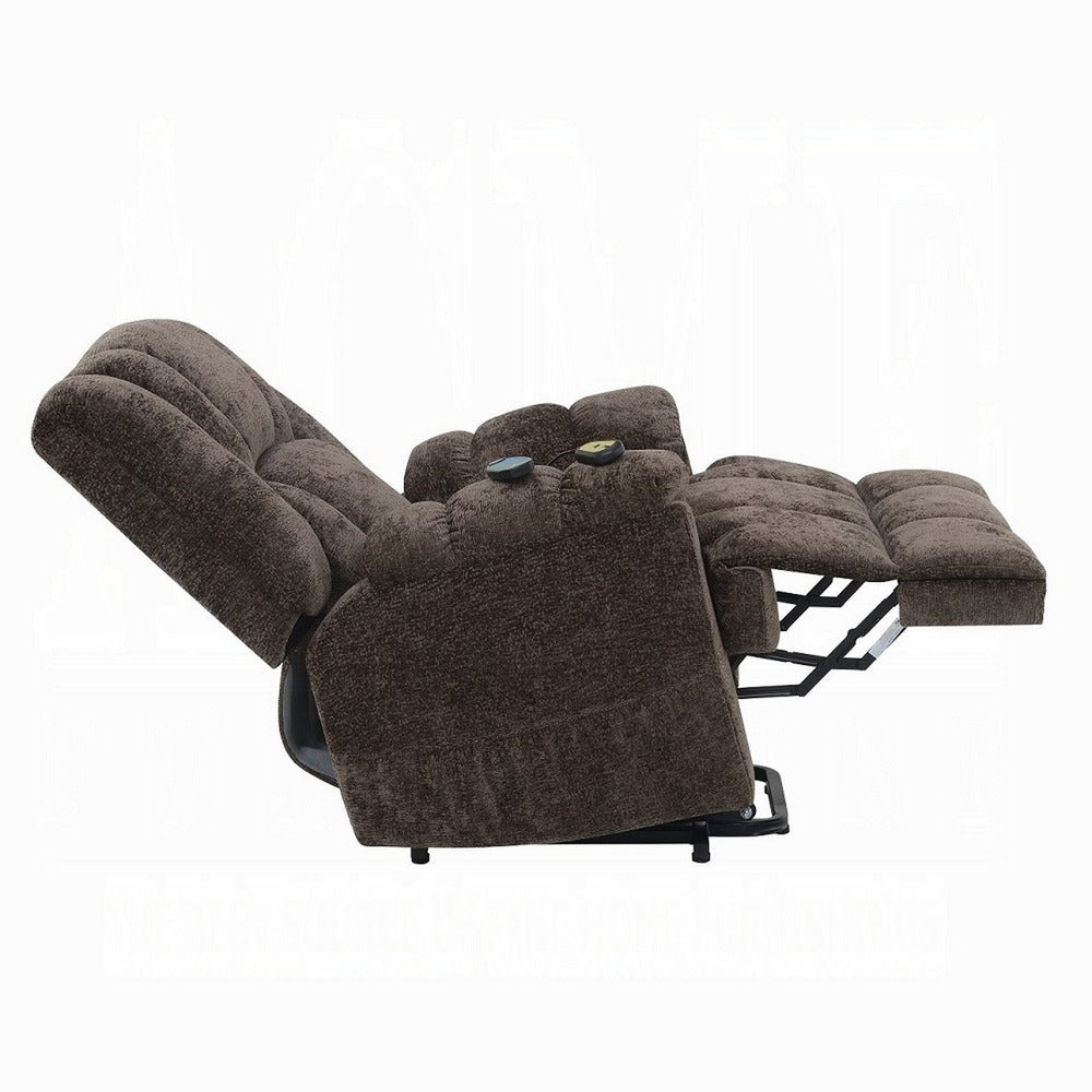 Cassy Power Recliner Chair with Lift Heating Massage Brown Velvet BM324346
