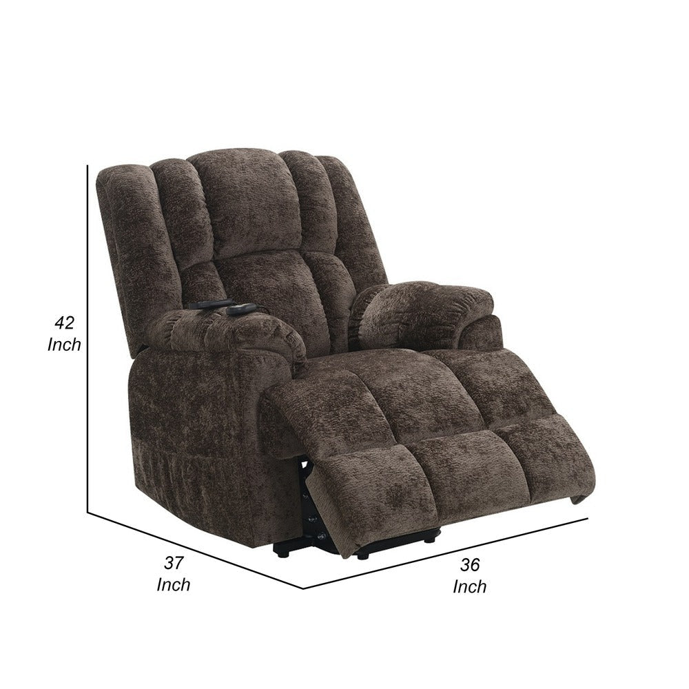 Cassy Power Recliner Chair with Lift Heating Massage Brown Velvet BM324346