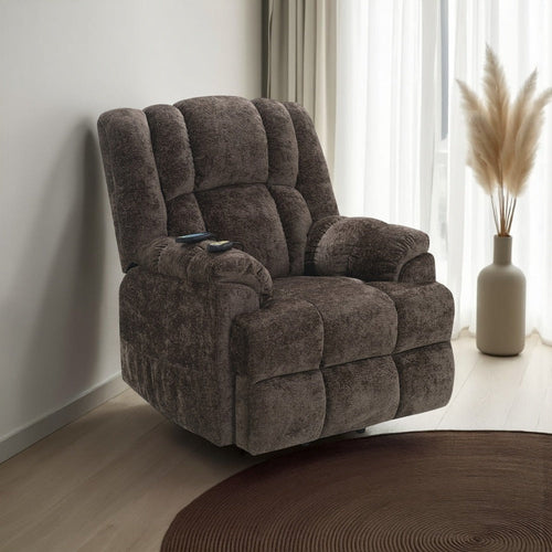 Cassy Power Recliner Chair with Lift, Heating, Massage, Brown Velvet