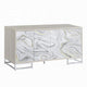 Anok Sideboard Console Cabinet, White Marble Look, Chrome Metal, 65"