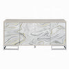 Anok Sideboard Console Cabinet White Marble Look Chrome Metal 65’’ BM324347