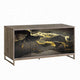 Loila Sideboard Console Cabinet, Black Marble Look, Brown Wood, 65"