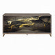 Loila Sideboard Console Cabinet Black Marble Look Brown Wood 65’’ BM324348