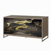 Loila Sideboard Console Cabinet Black Marble Look Brown Wood 65’’ BM324348