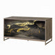 Loila Sideboard Console Cabinet Black Marble Look Brown Wood 65’’ BM324348