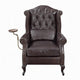 Renno Accent Chair Rich Tufted Vintage Style Brown Top Grain Leather BM324349