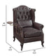 Renno Accent Chair Rich Tufted Vintage Style Brown Top Grain Leather BM324349