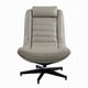Siro Swivel Accent Chair Gray Top Grain Leather Foam Padding Metal BM324350