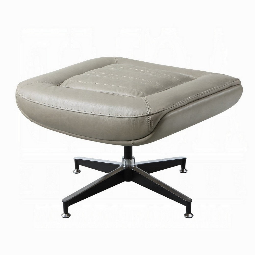 Siro Swivel Ottoman Gray Top Grain Leather with Foam Padding 24’’ BM324351