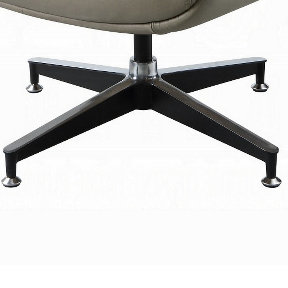 Siro Swivel Ottoman Gray Top Grain Leather with Foam Padding 24’’ BM324351