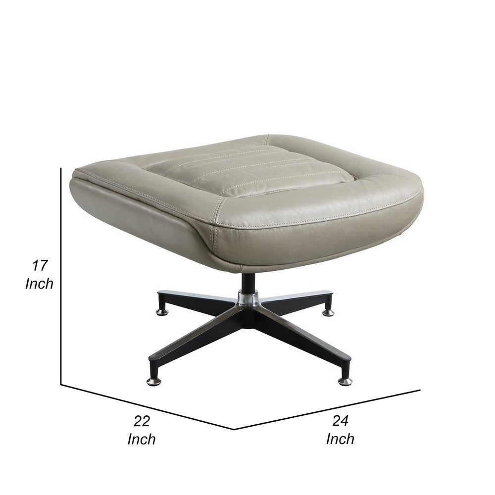 Siro Swivel Ottoman Gray Top Grain Leather with Foam Padding 24’’ BM324351