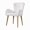 Willy Side Chair Set of 2, White Boucle, Soft Padding, Brown Wood Legs